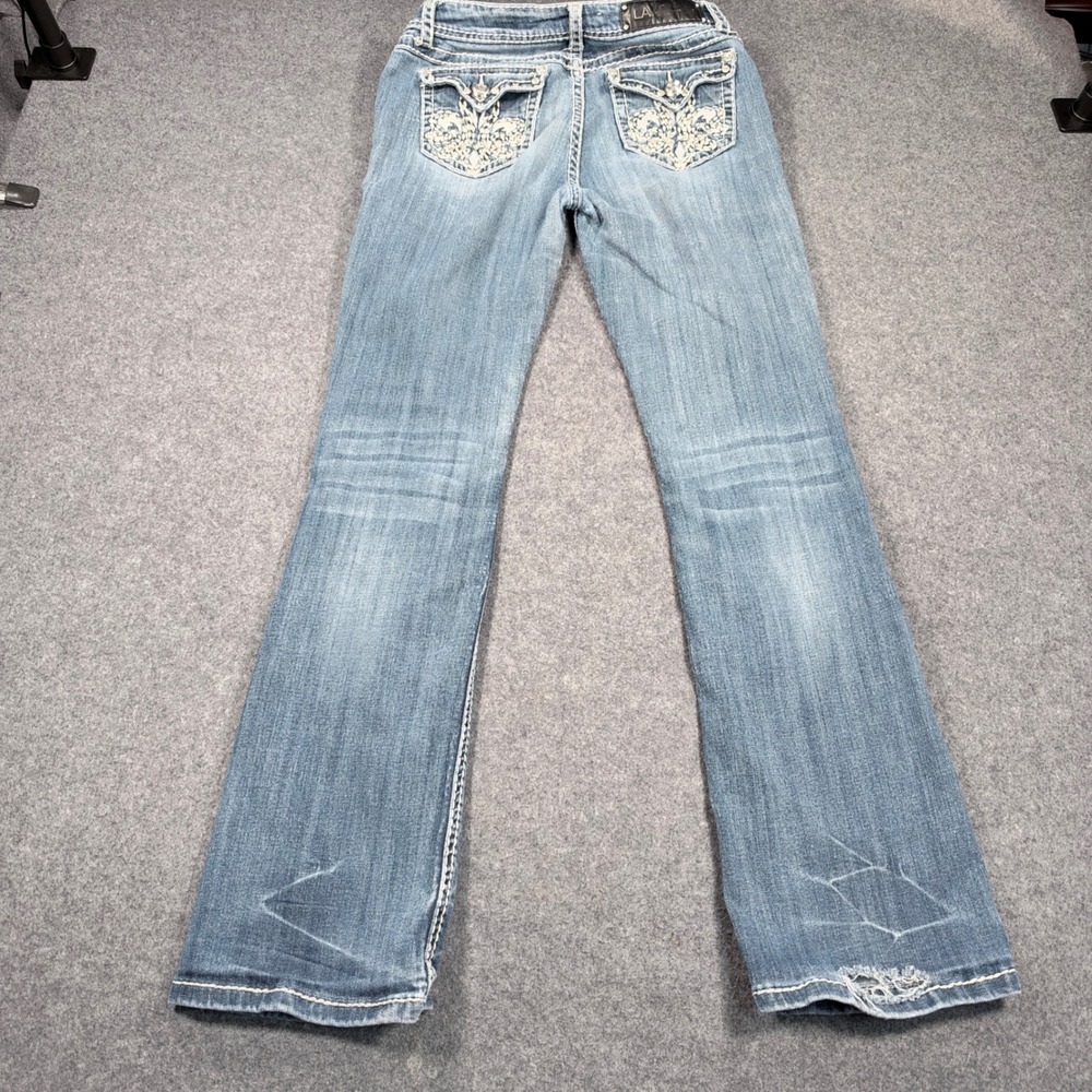 LA Idol USA Womens Bootcut Jeans Size 11 Medium Wash Rhinestone Embellished Y2K - Picture 6 of 14